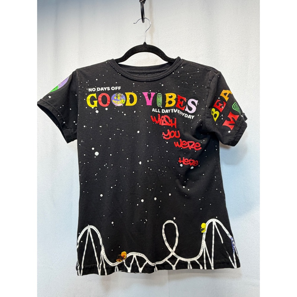 Fresh Laundry‎ Black Graphic T Shirt Roller Coaster Good Vibes Beast Mode Medium